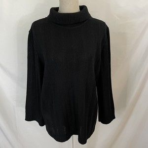 St. John Collection Marie Gray Black Long Sleeve Turtleneck Sweater Womens M